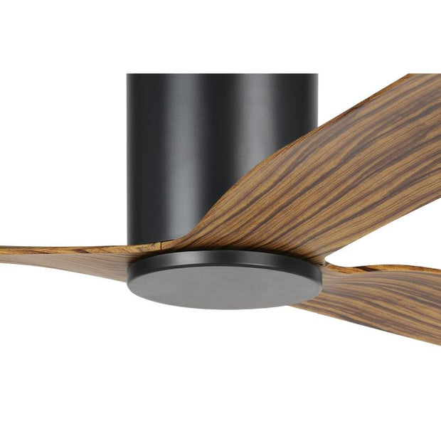 Iluka 52 Inch Black DC Flush Ceiling Fan with Wooden ABS Blades