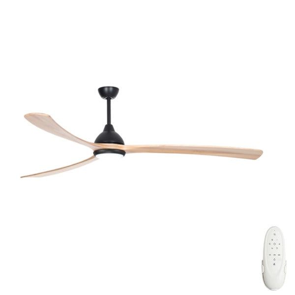 Sanctuary 92 DC Ceiling Fan Black with Natural Blades and LED Light