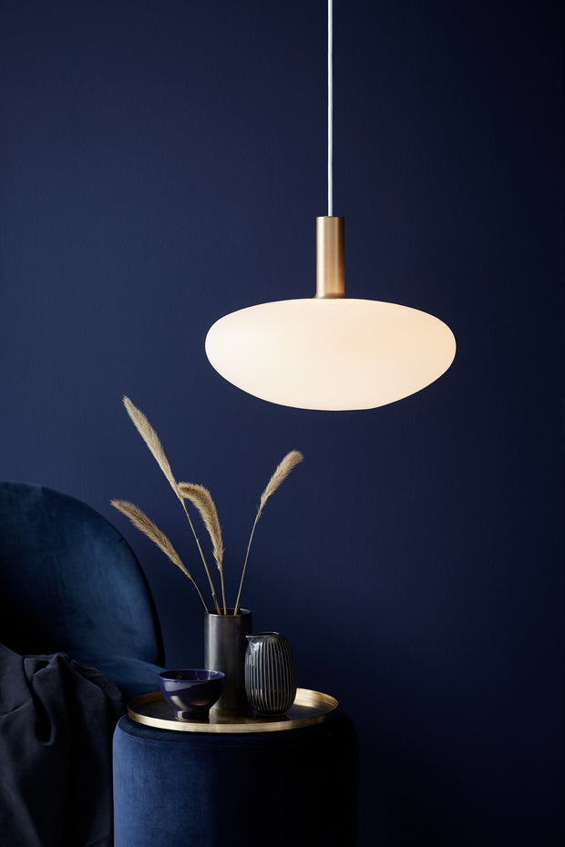 Alton 35 Brass with Opal Glass Pendant
