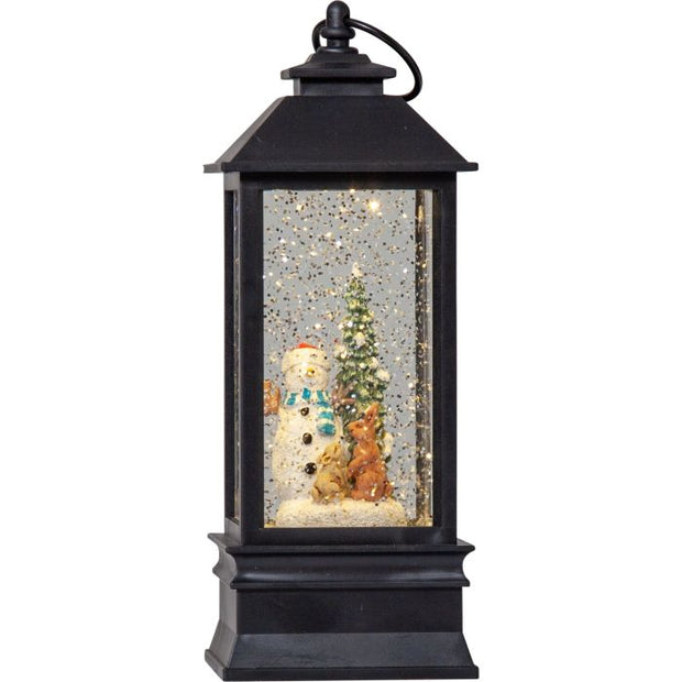 Xmas Winter Snowman Lantern Black