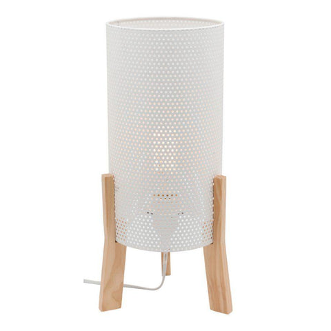 Eddie Table Lamp White and Timber - Lighting Superstore