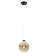 Casa Pendant Light White Top with Amber Glass - Round - Lighting Superstore