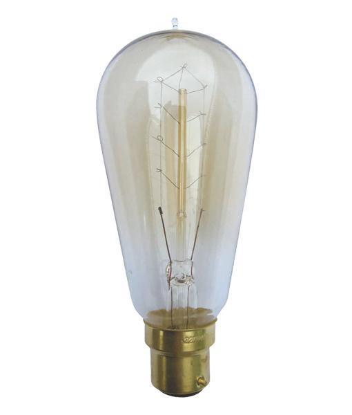 25w Bayonet (BC) Carbon Filament ST57 Pear - Lighting Superstore