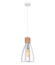 Faro Cone Pendant Light Timber and White - Lighting Superstore