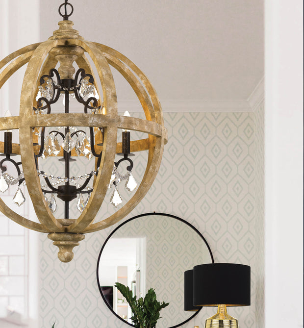 Florin 5 Light French Crystal Teardrop Chandelier