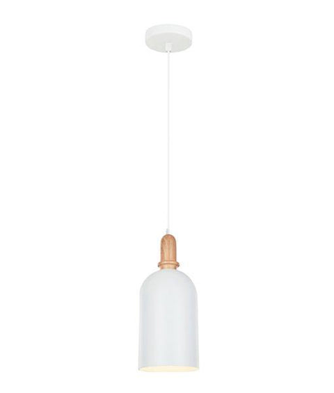 Horten Single Pendant Light Oak and White - Lighting Superstore