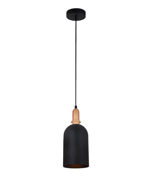Horten Single Pendant Light Oak and Black - Lighting Superstore