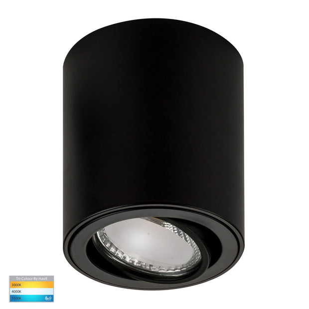 HV5812T-BLK - Nella 7w LED Black Adjustable Surface Mounted Downlight - Lighting Superstore