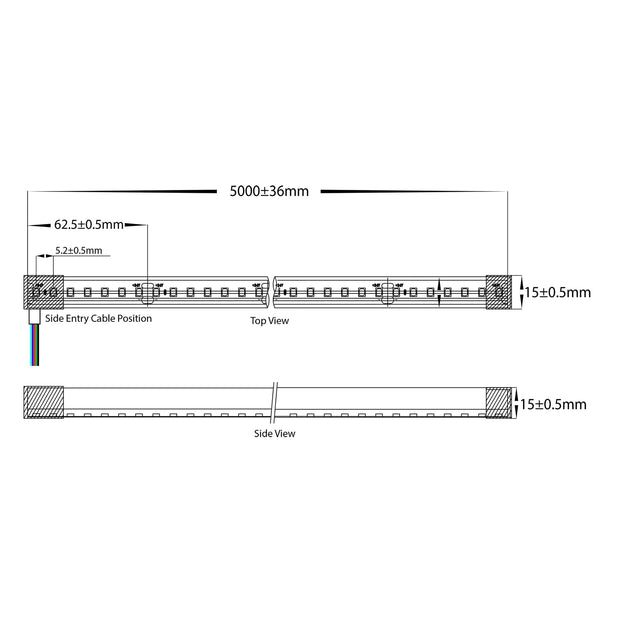 HV9796-IP67-200-RGBW HaviFlex 14.4w 24v RGB IP67 Flexible 15mm LED Strip - Per Metre