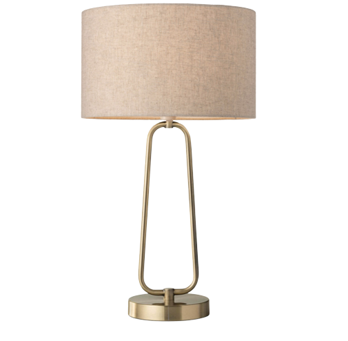 Nika Table Lamp w/ Antique Brass base and Champagne Linen shade