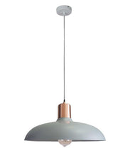 Pastel Matt Grey Dome Shaped Pendant Light with Copper Details - Lighting Superstore