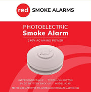 R240 Red Photoelectric Smoke Detector 240v Hardwired - Lighting Superstore