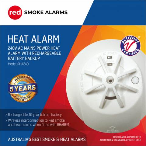 Heat Alarm 240V with Rechargeable Battery Back-Up