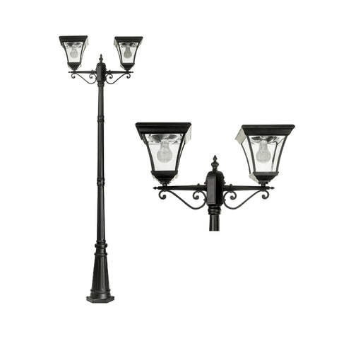 Curved Frame Multi Head Post Light - Black - SOLAR