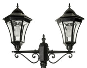 Curved Frame Multi Head Post Light - Black - SOLAR