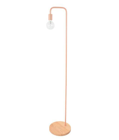 Slim Floor Lamp Blond Wood and Copper - Lighting Superstore