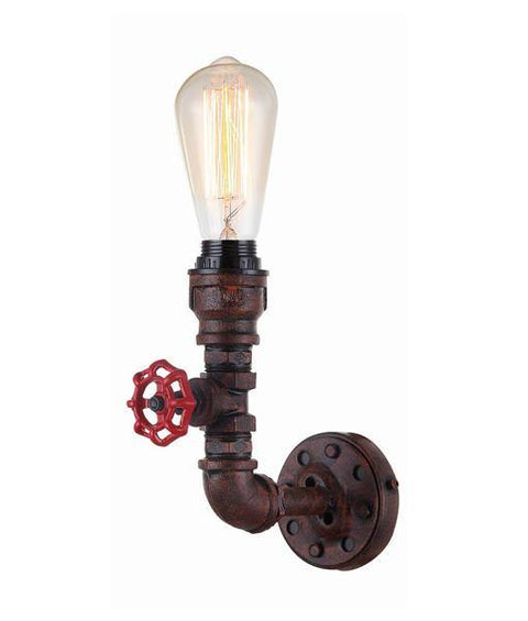 Steam Single Aged Iron Pipe Wall Light - Lighting Superstore