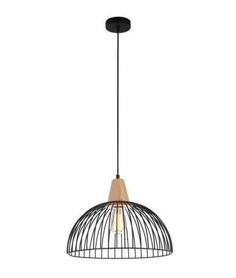 Strand Wire and Wood Pendant Light Black - Lighting Superstore