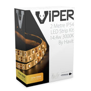 Viper 14.4w per metre 2m 3000K Warm White LED Strip Kit - IP54 complete with plug
