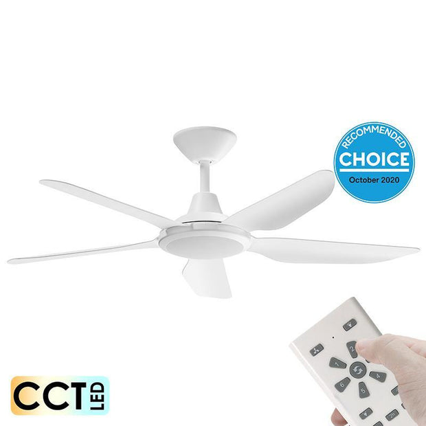 Storm DC 52 Ceiling Fan White - with LED Light - Lighting Superstore