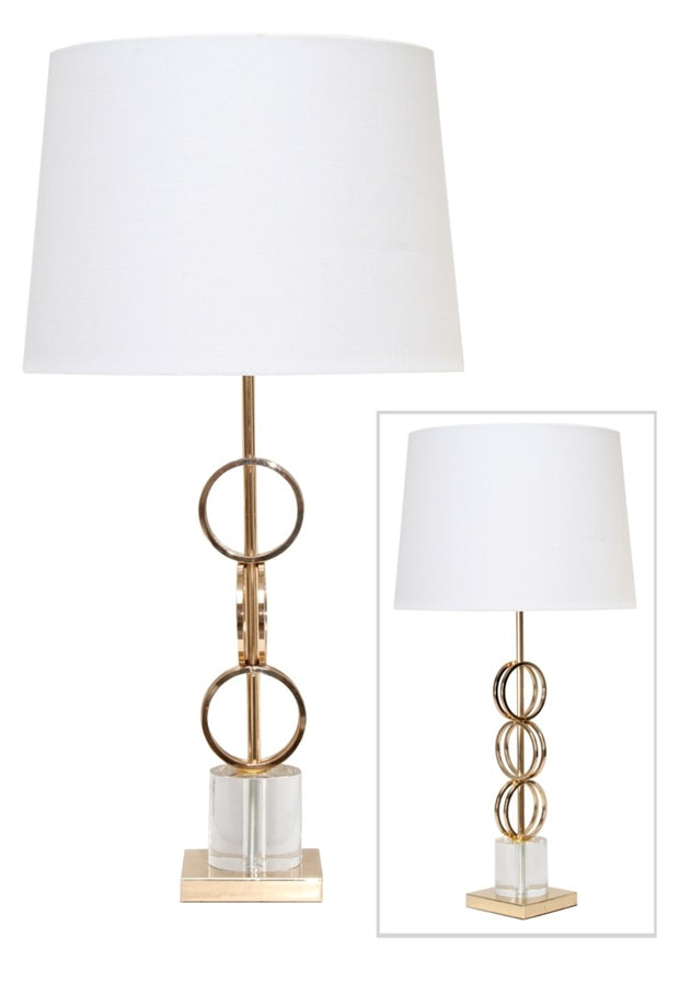 Ringlets Gold Table Lamp with 13.15.11 Tapered White Lamp Shade