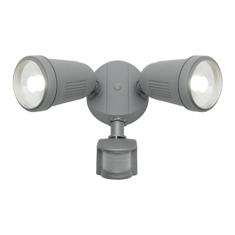 Otto 24w LED Twin Exterior Floodlight Silver with Sensor - Lighting Superstore
